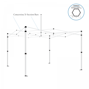 Concertina X-Section Bars for Commercial Frame