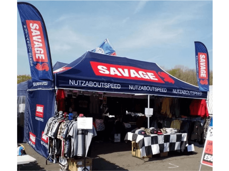 Digitally printed motorsports gazebo and flags