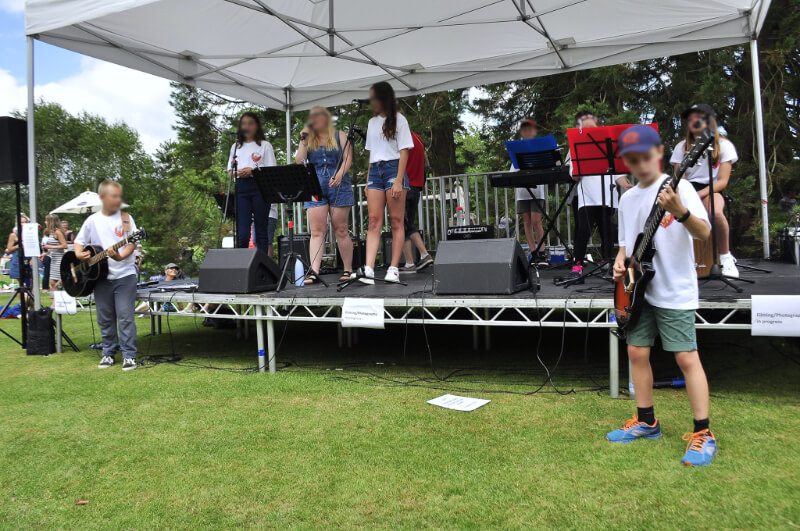 Gazebo leg extensions in use