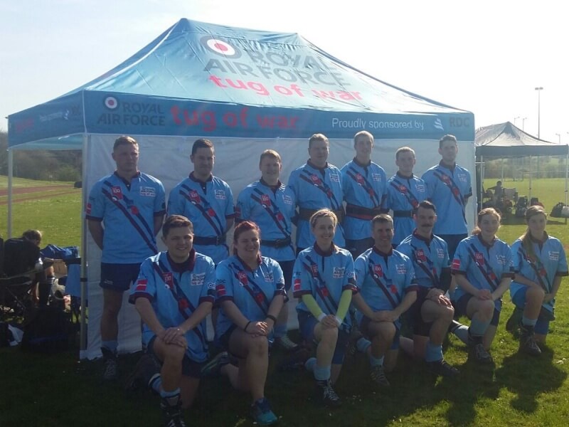 RAF Printed Sports Club Gazebo with members underneath
